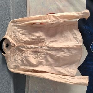 Faux tuxedo button down blouse